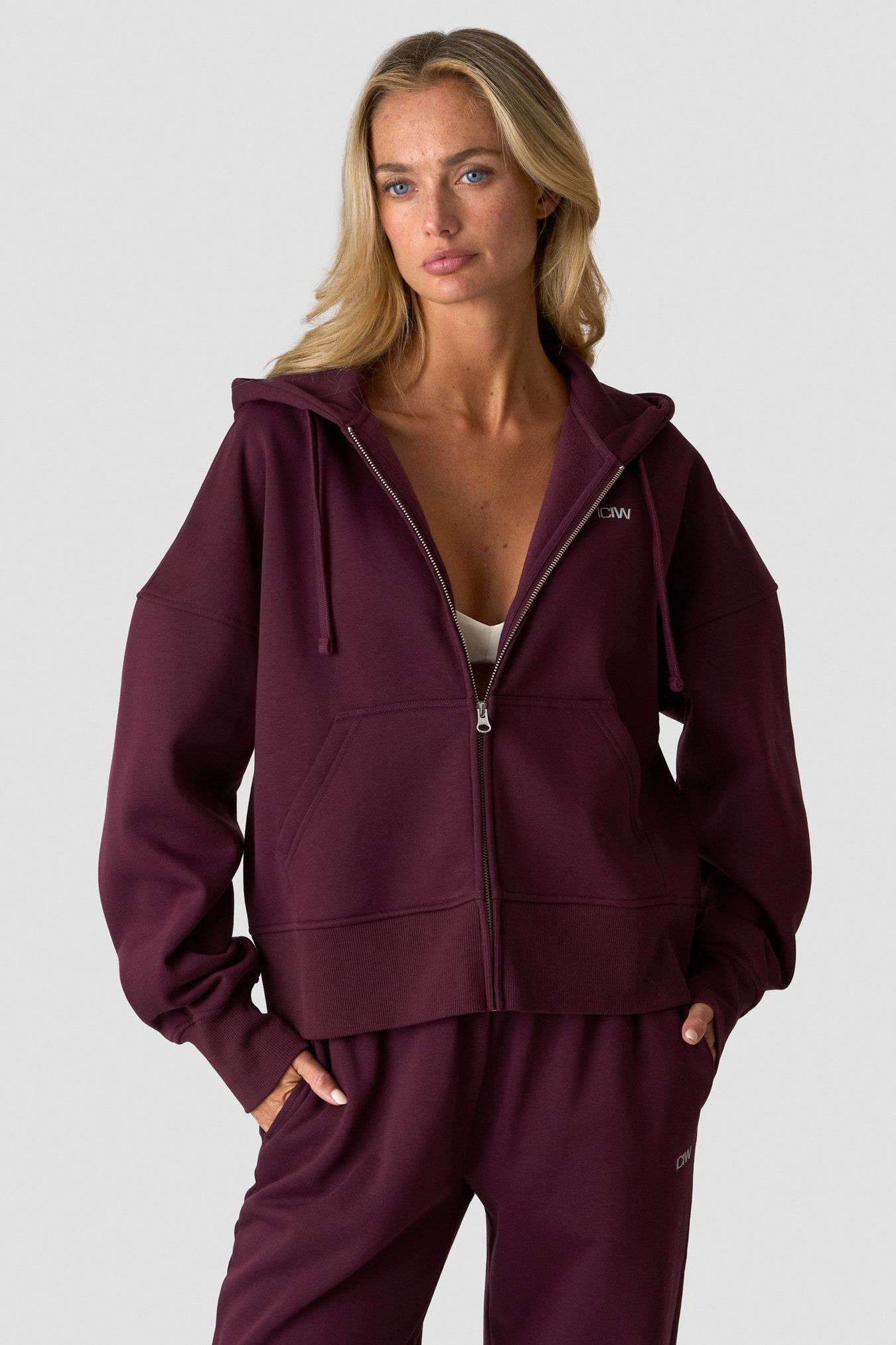 Everyday Boxy Zipper Hoodie Dark Mahogany - Bild 2