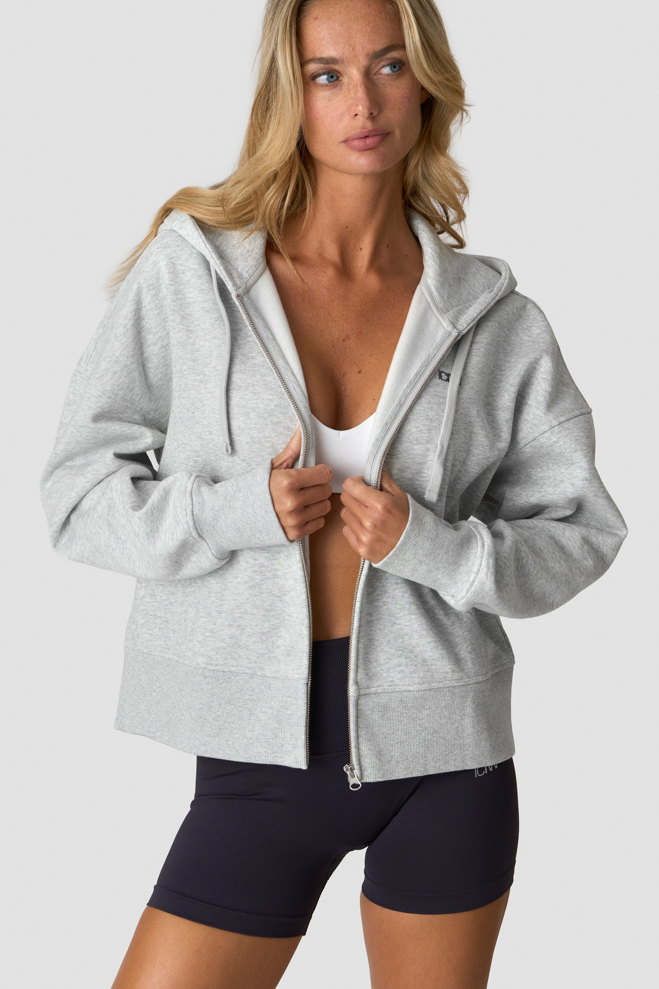 Everyday Boxy Zipper Hoodie Light Grey Melange - Bild 0