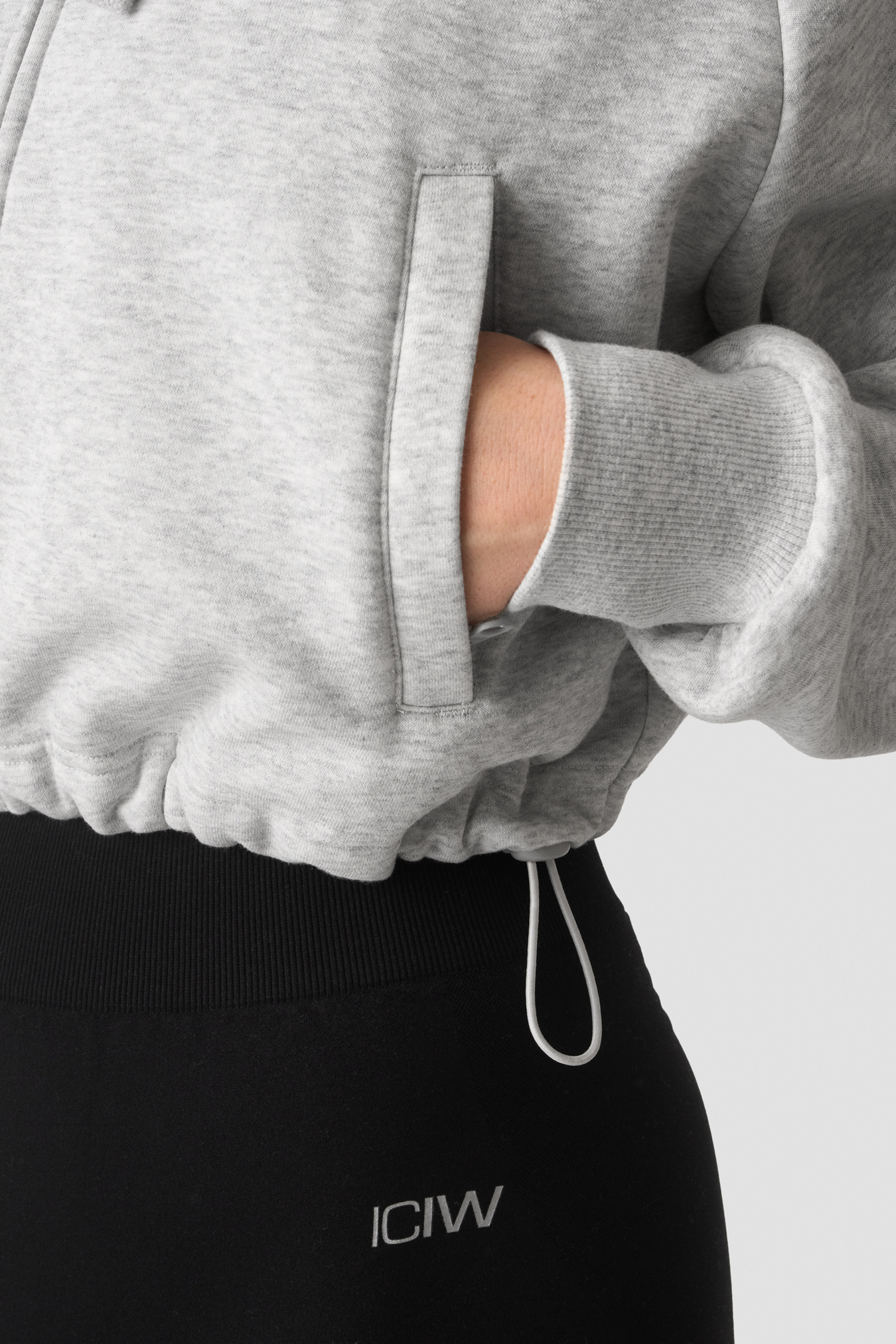 Everyday Cropped Zipper Hoodie Light Grey Melange - bild 4