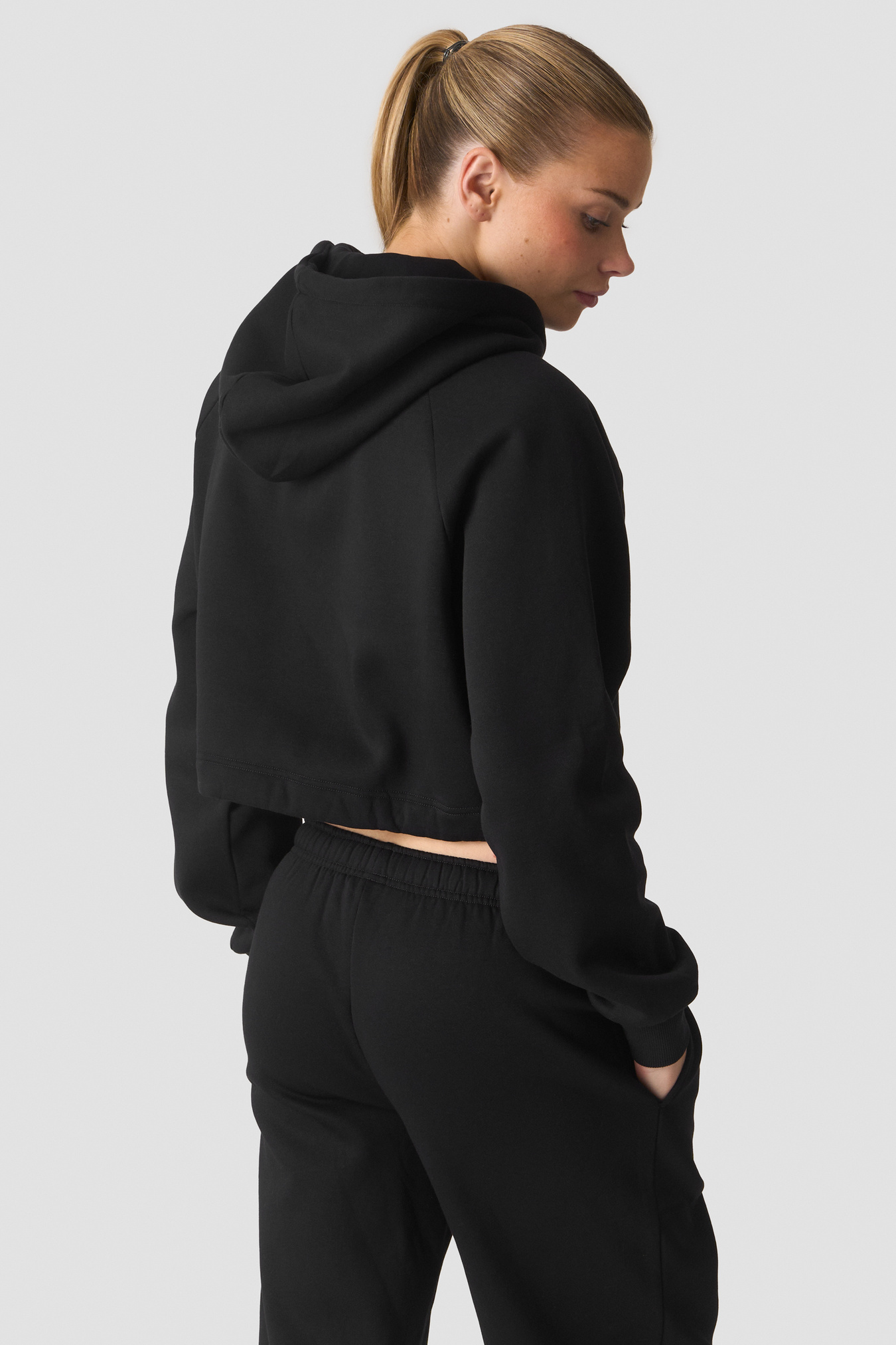 Everyday Cropped Zipper Hoodie Black - bild 3