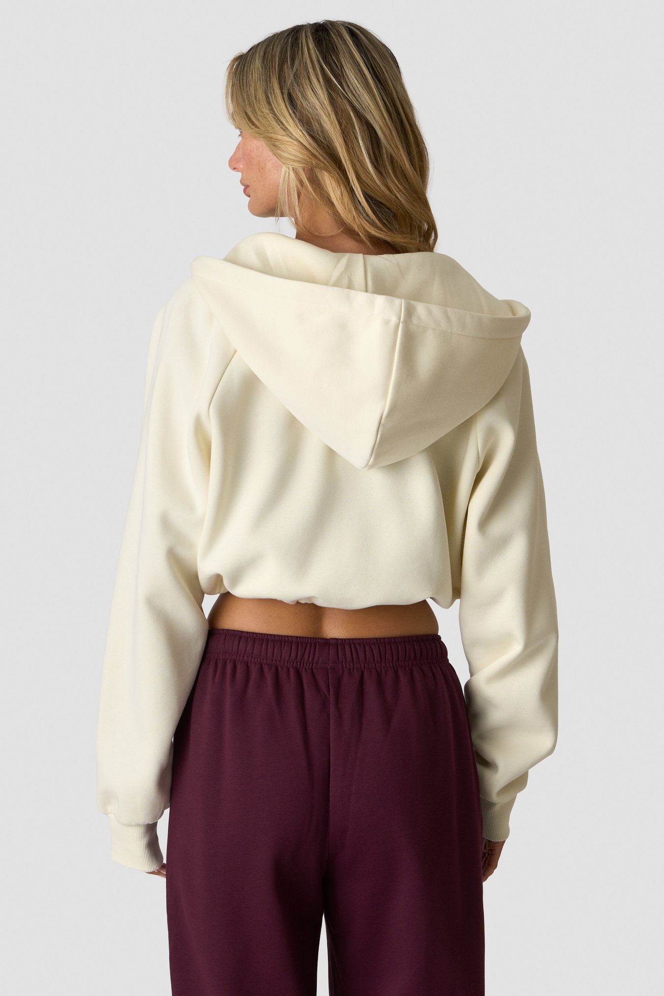 Everyday Cropped Zipper Hoodie Cream - Bild 1