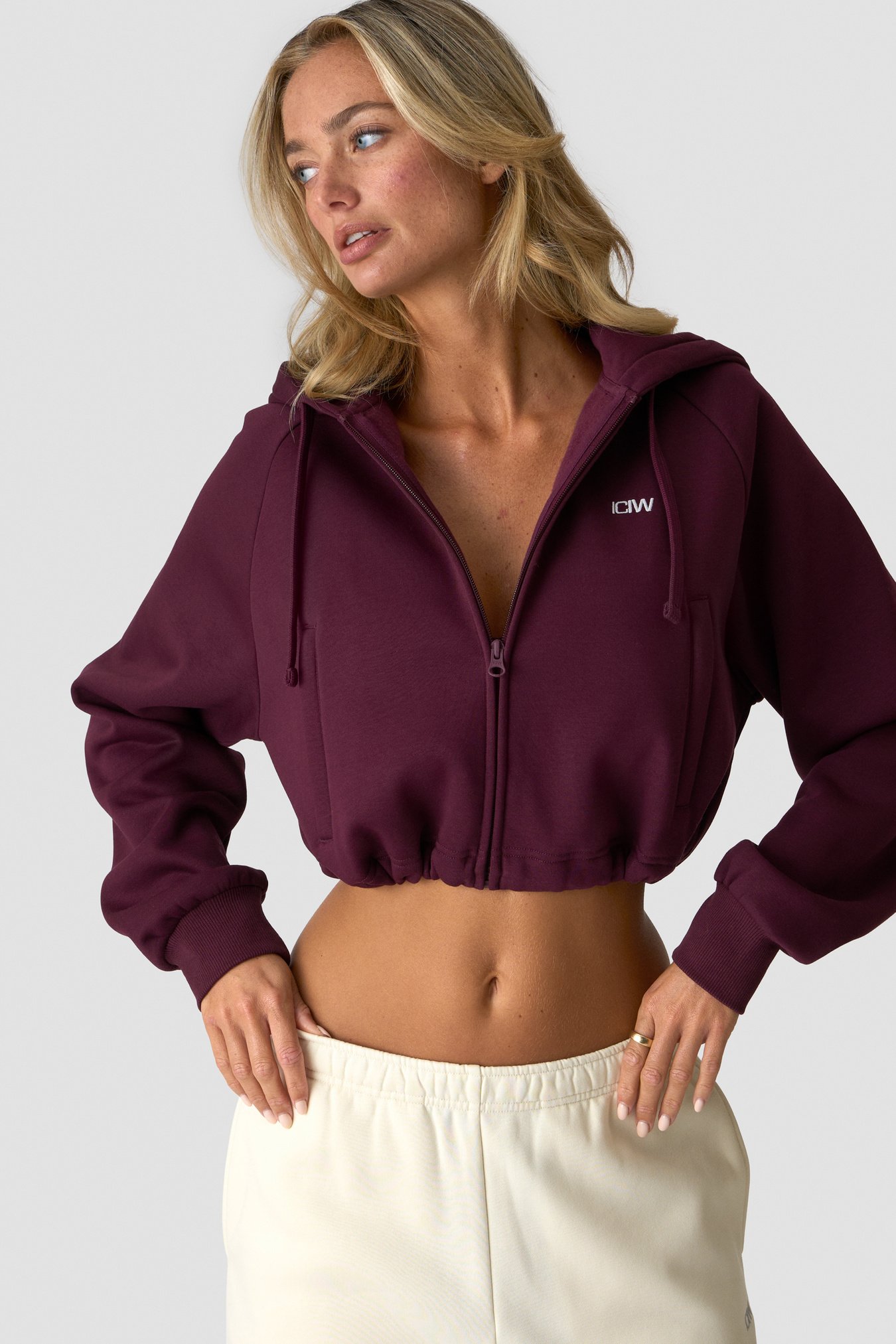 Everyday Cropped Zipper Hoodie Dark mahogany - Bild 1