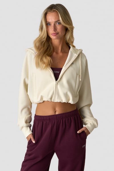 
                    Everyday Cropped Zipper Hoodie Cream
                    
                  