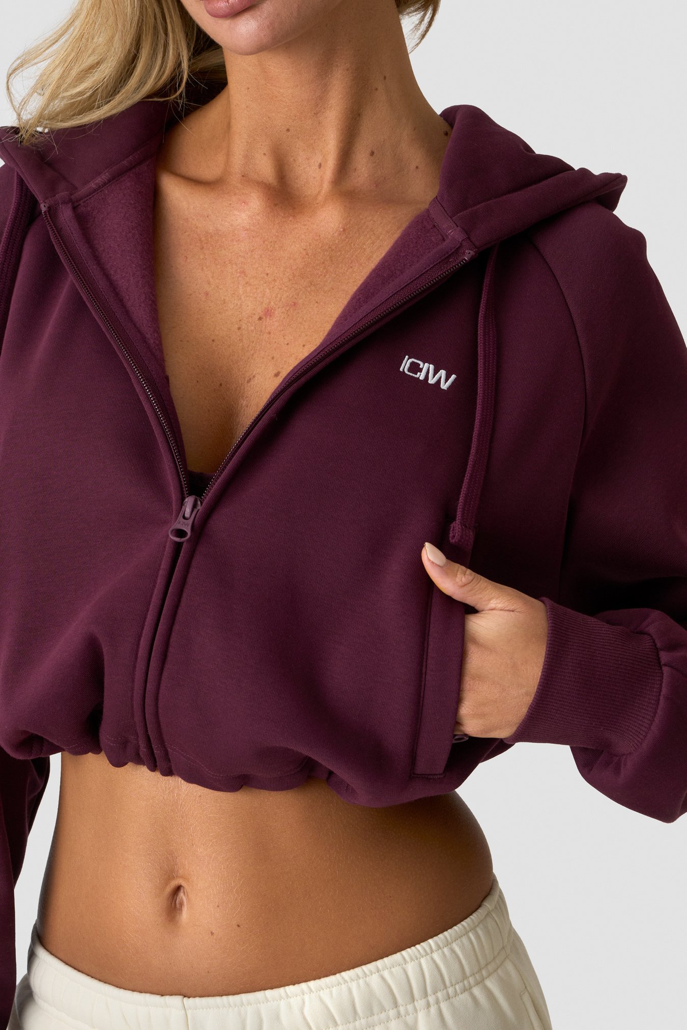 Everyday Cropped Zipper Hoodie Dark mahogany - Bild 3