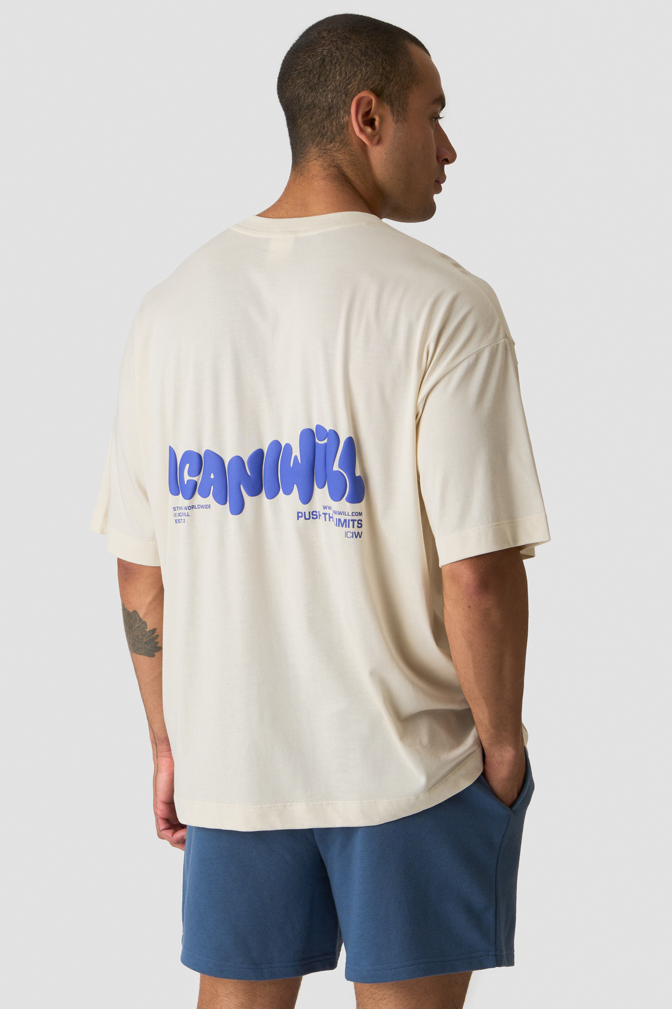 Everyday Oversized Cotton T-shirt Print Cream - Bild 2