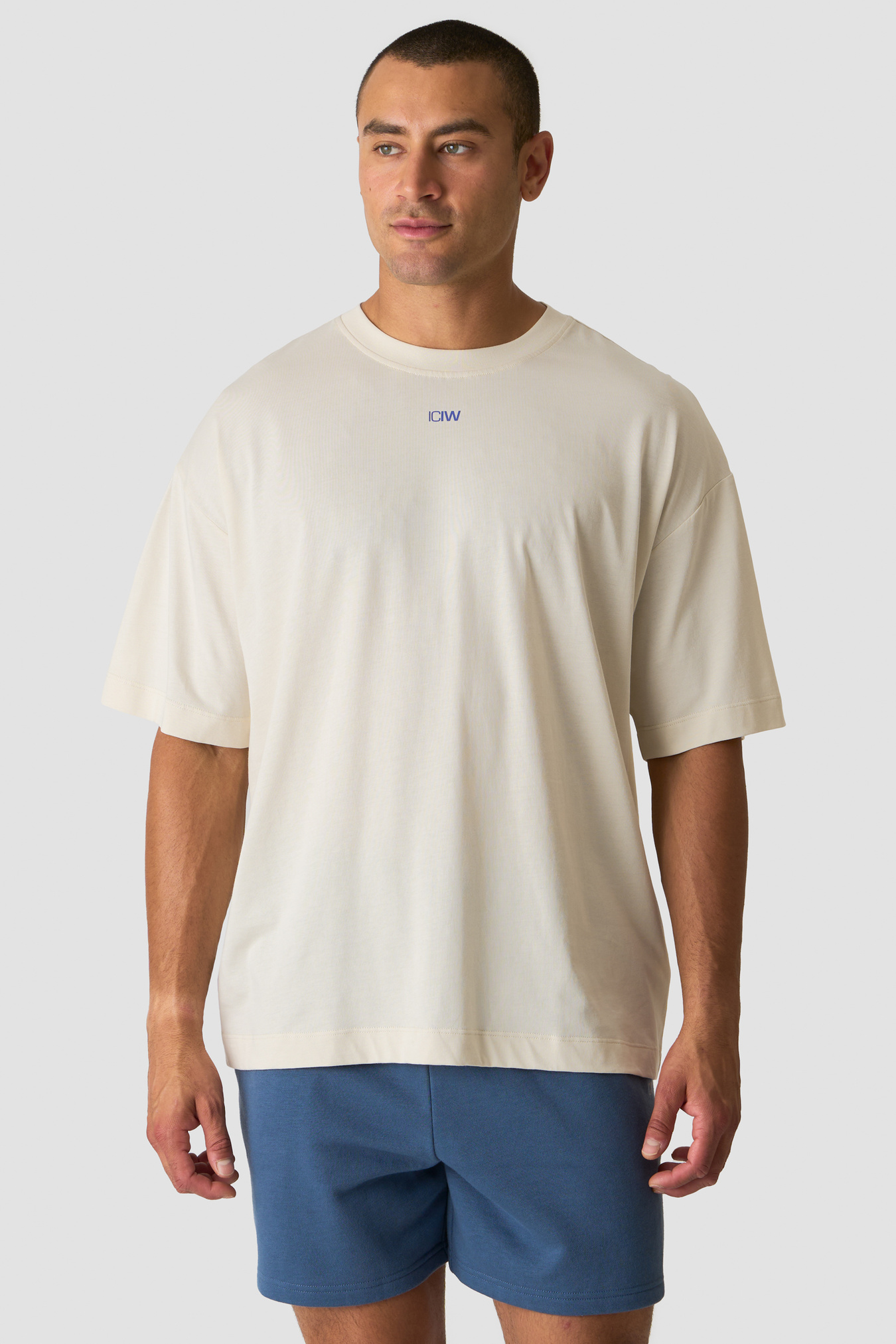 Everyday Oversized Cotton T-shirt Print Cream - Bild 1