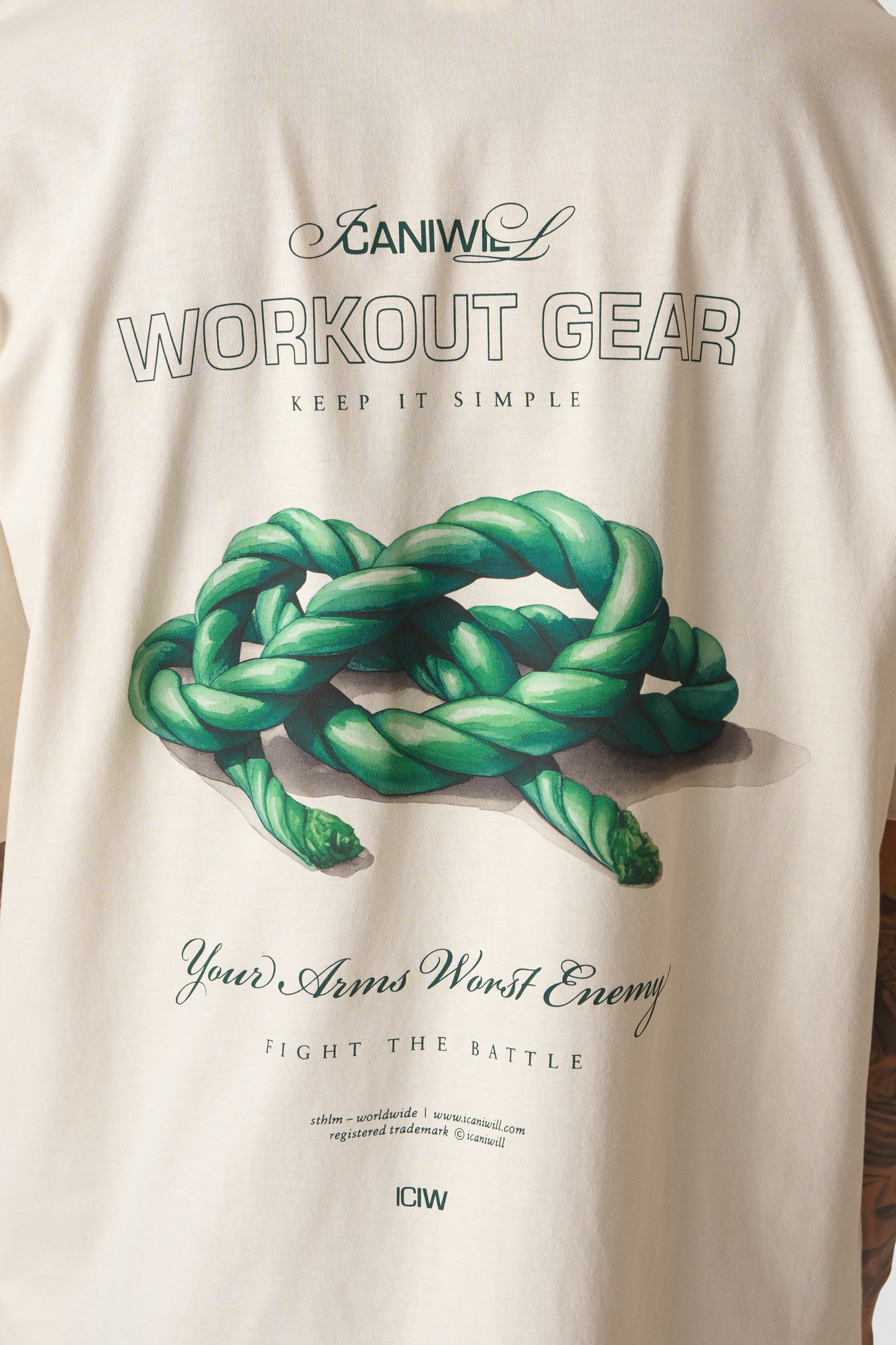 Everyday Oversized Cotton T-shirt Print Cream White - image 3