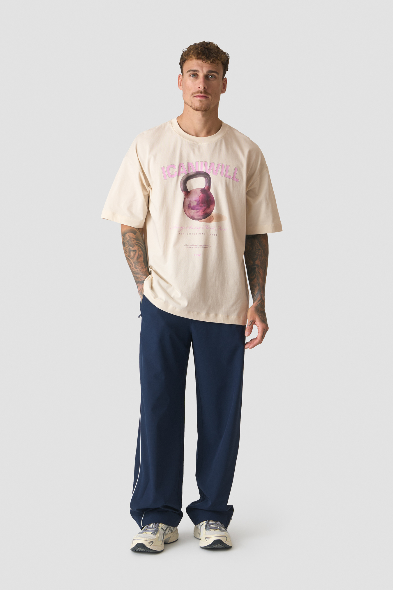 Everyday Oversized Cotton T-shirt Print Cream White - image 5