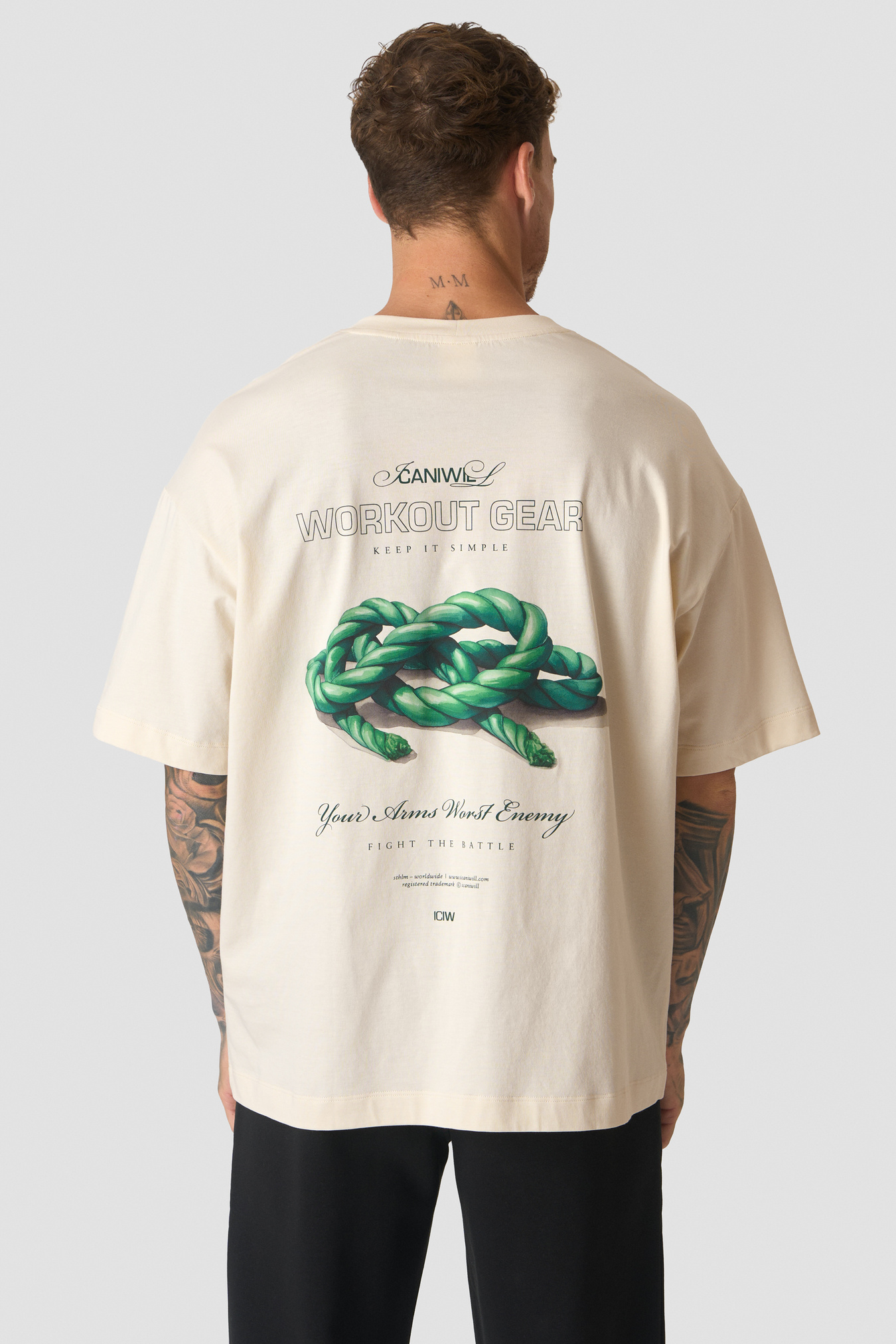 Everyday Oversized Cotton T-shirt Print Cream White - image 1