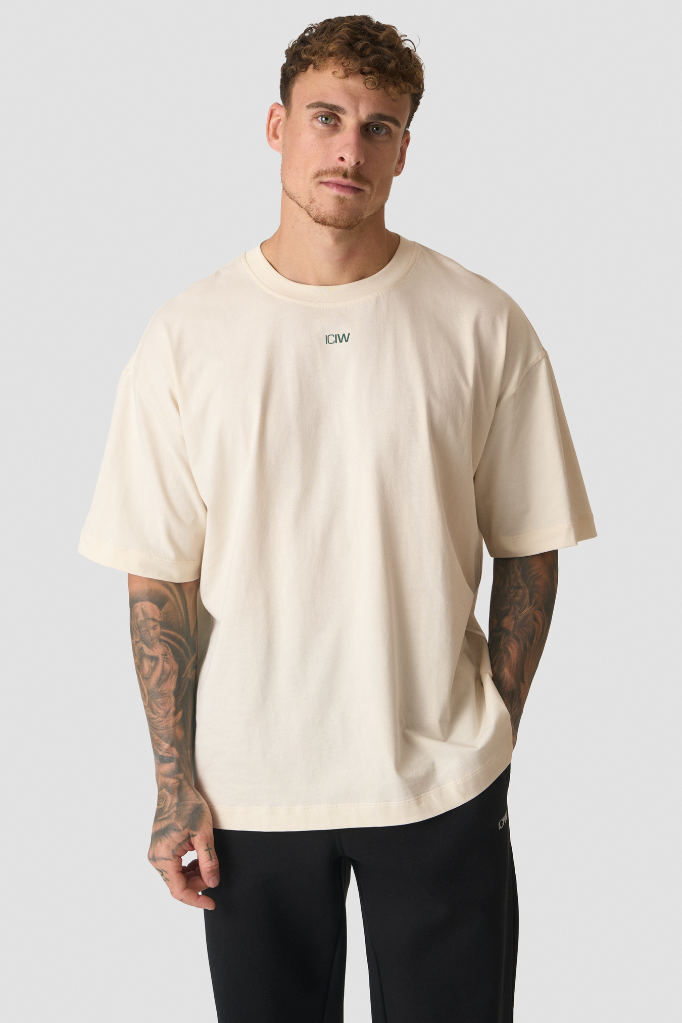 Everyday Oversized Cotton T-shirt Print Cream White - image 2