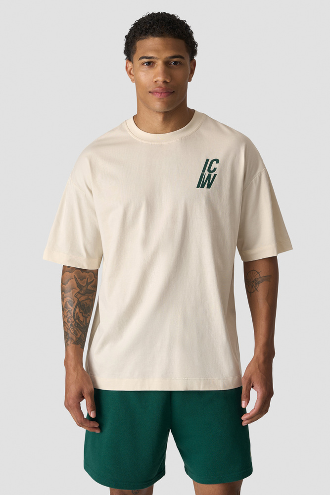 Everyday Oversized Cotton T-shirt Print Cream