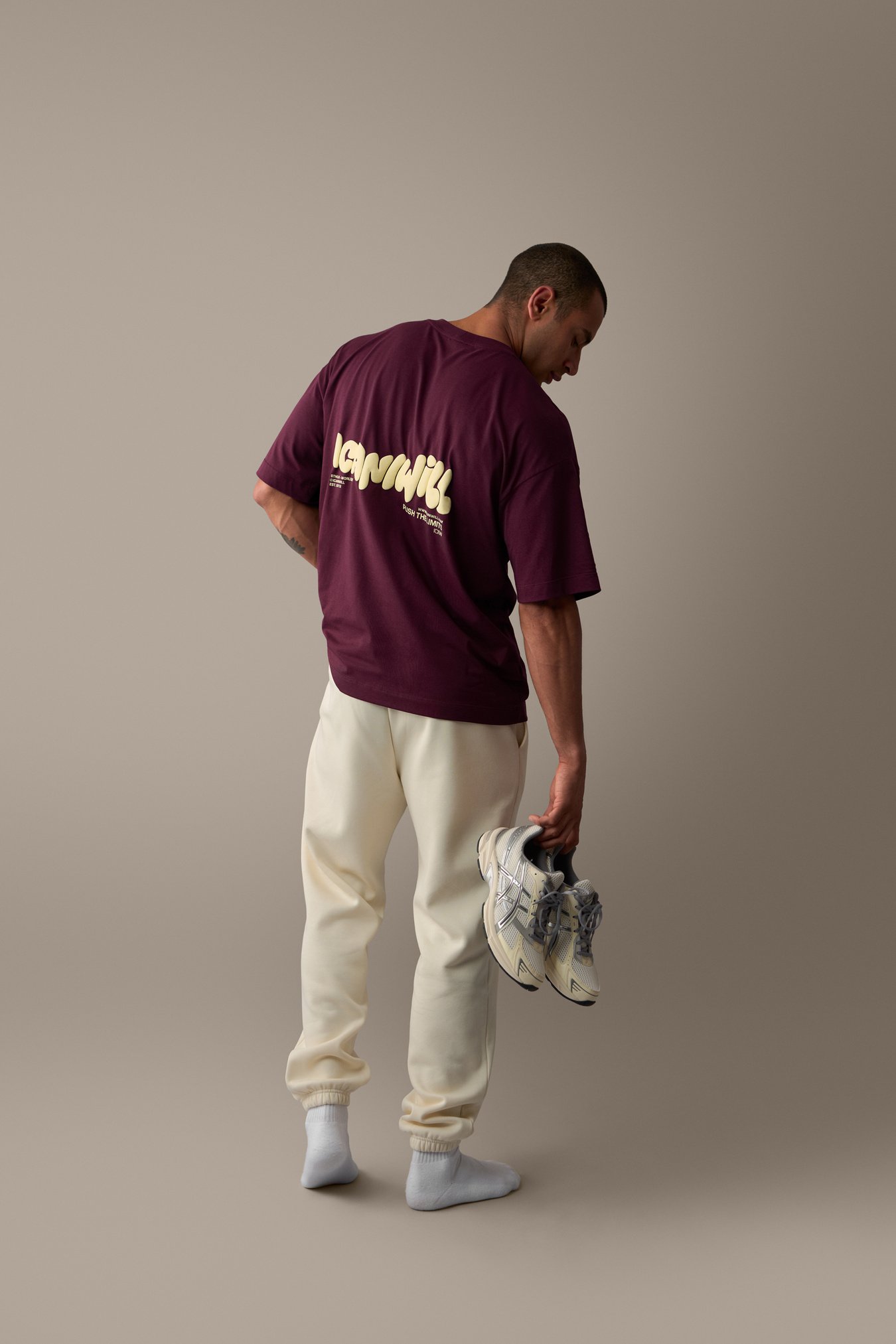 Everyday Oversized Cotton T-shirt Print Dark mahogany - bilde 9