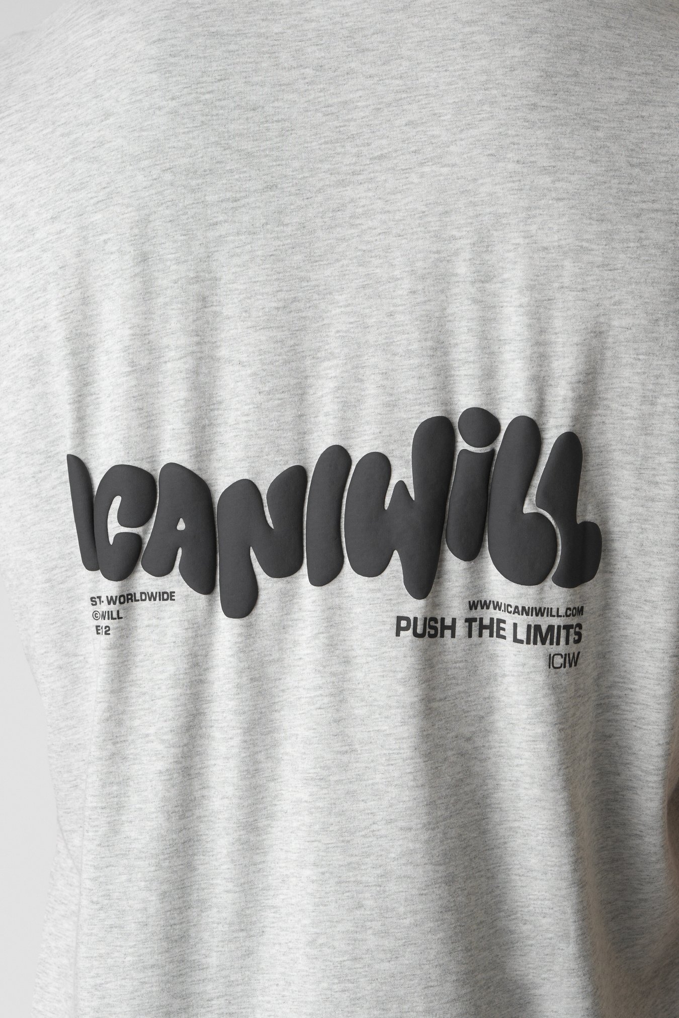 Everyday Oversized Cotton T-shirt Print Light Grey Melange - Bild 4