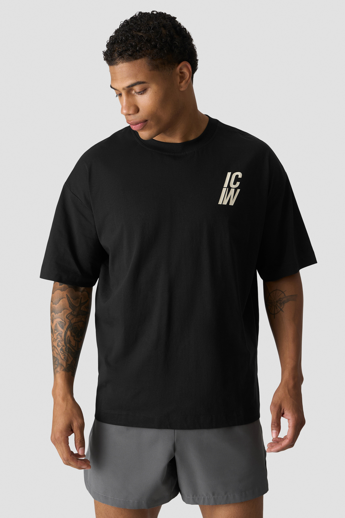 Everyday Oversized Cotton T-shirt Print Black - kuva 1