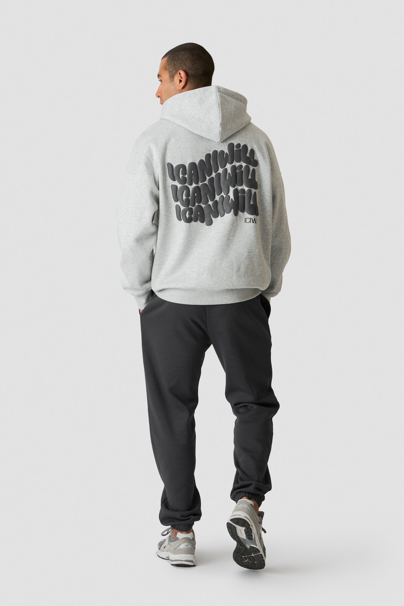 Everyday Relaxed Hoodie Print Light Grey Melange - Bild 3