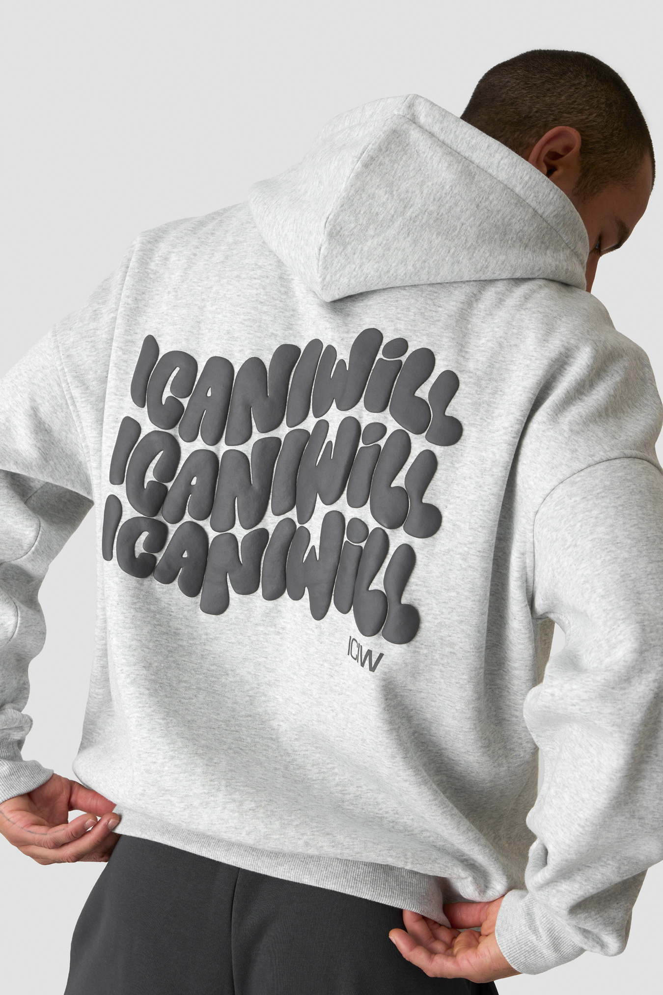 Everyday Relaxed Hoodie Print Light Grey Melange - Bild 0