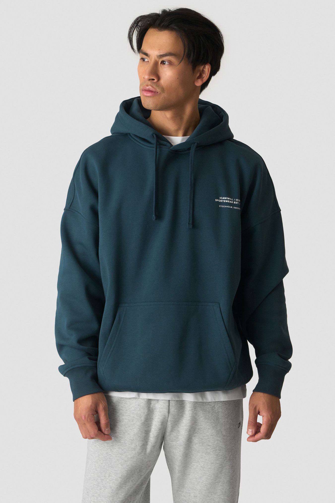 Everyday Relaxed Hoodie Print Dark Dusty Teal - afbeelding 1