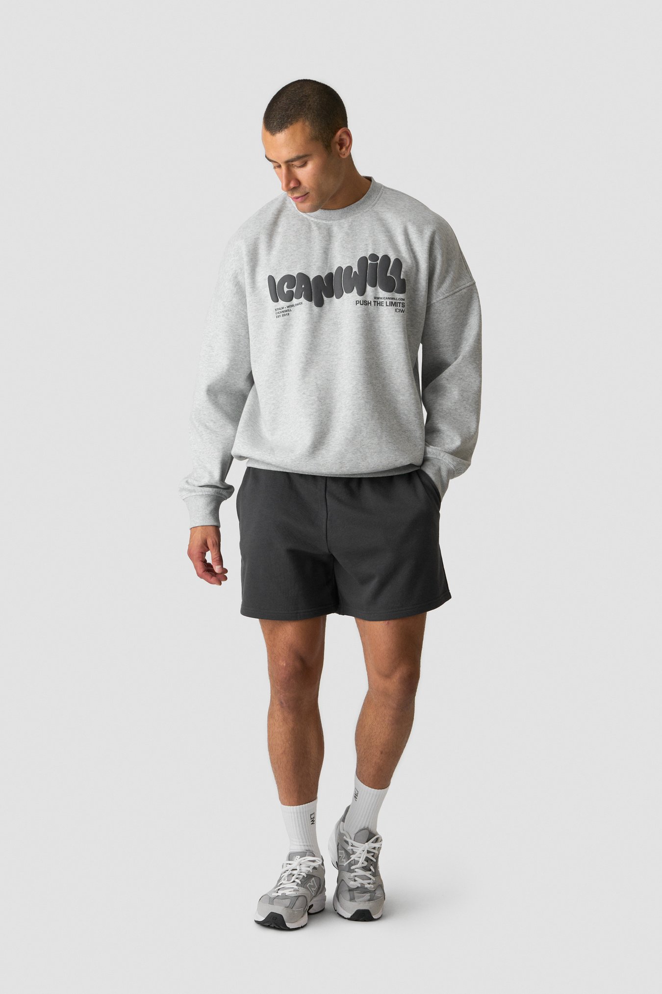 Everyday Relaxed Crewneck Print Light Grey Melange - kuva 2