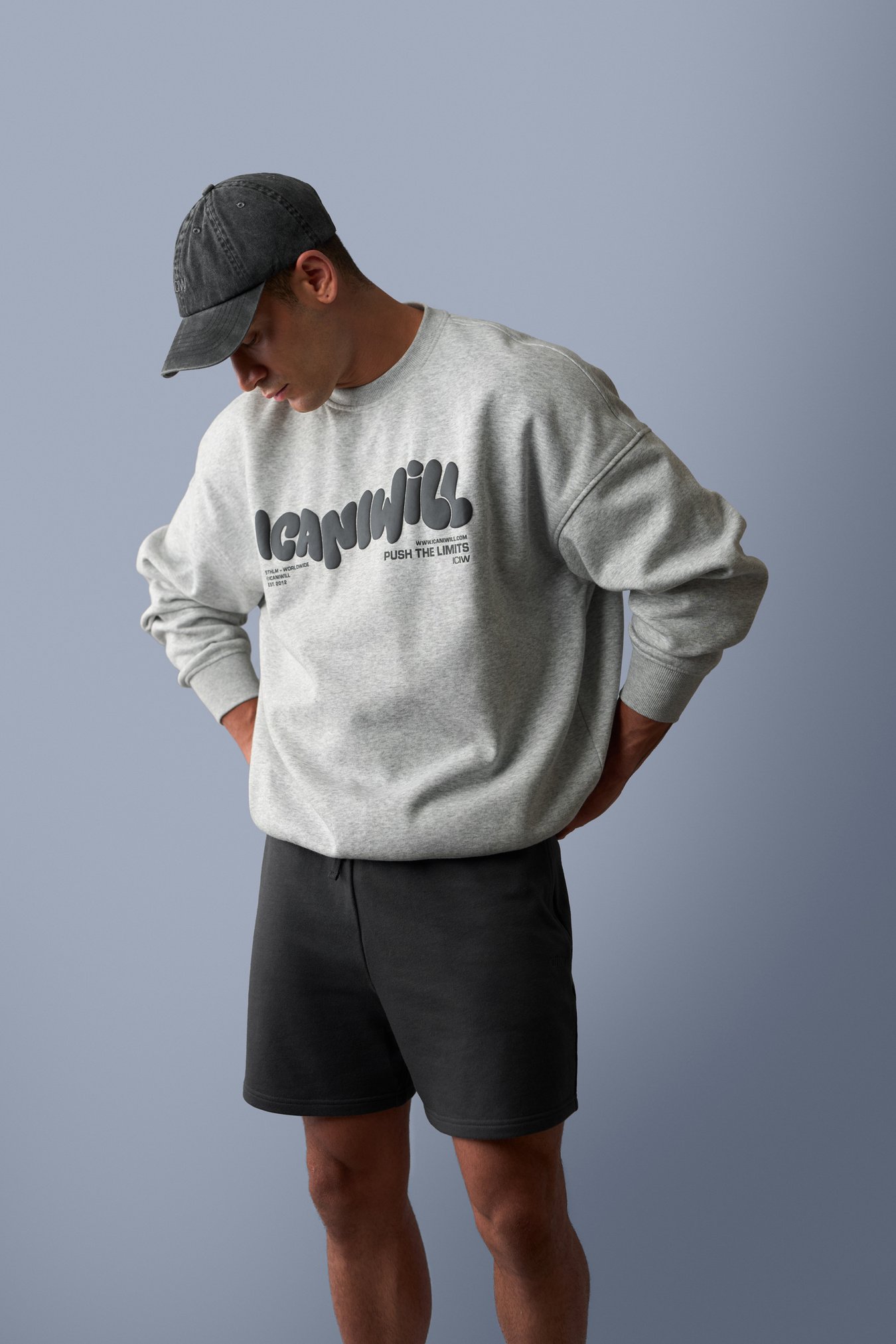 Everyday Relaxed Crewneck Print Light Grey Melange - kuva 0