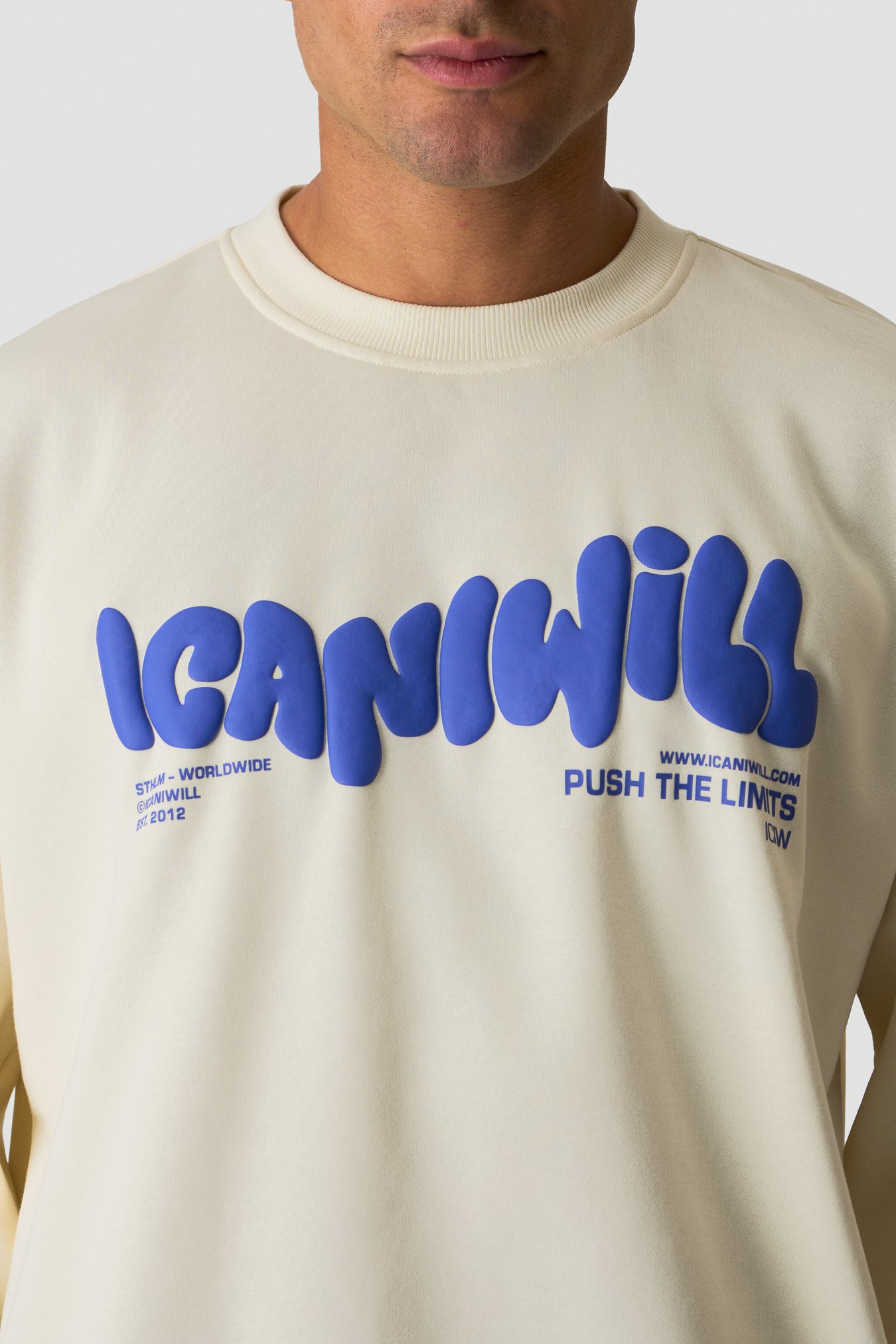 Everyday Relaxed Crewneck Print Cream - kuva 2