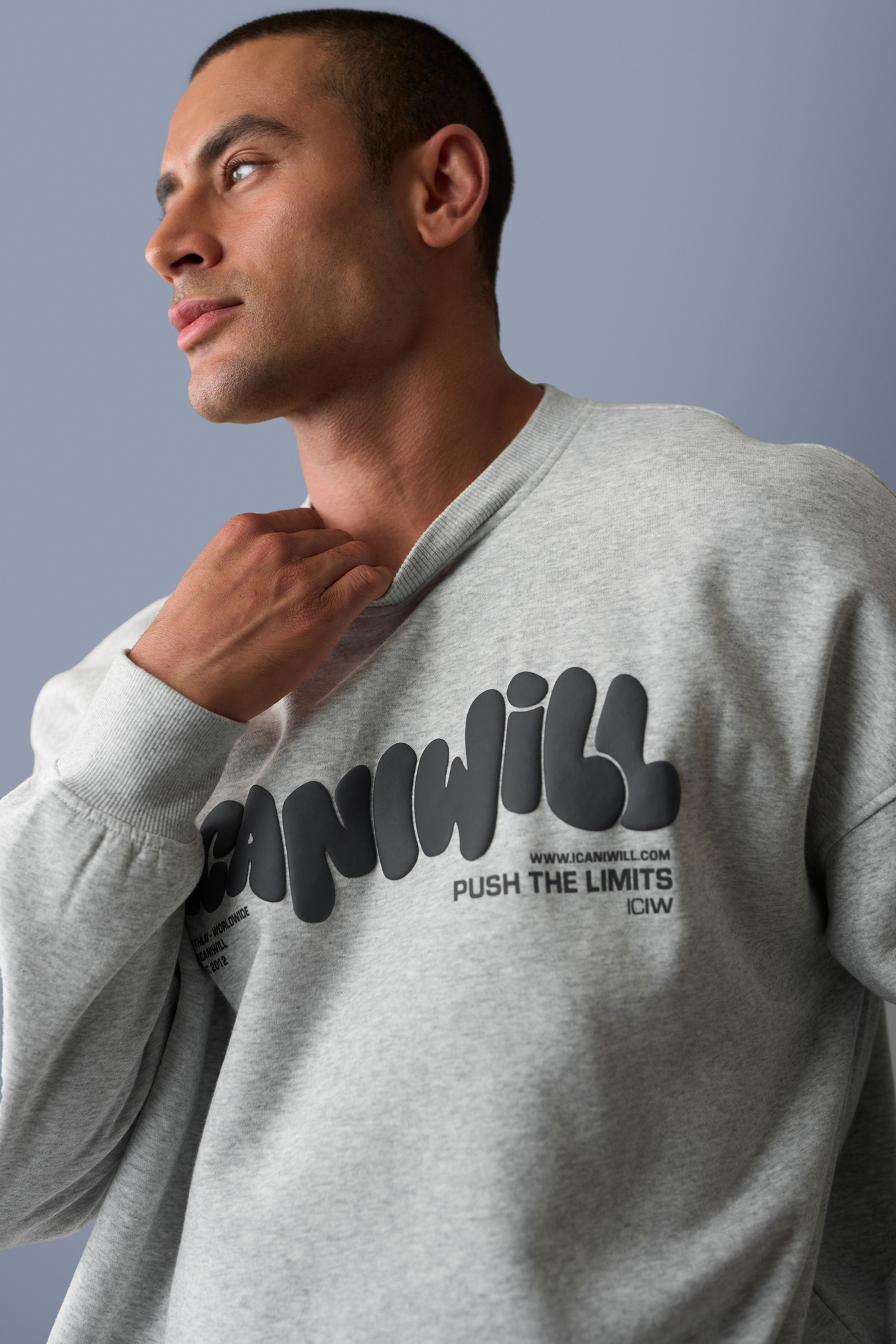 Everyday Relaxed Crewneck Print Light Grey Melange - bilde 6