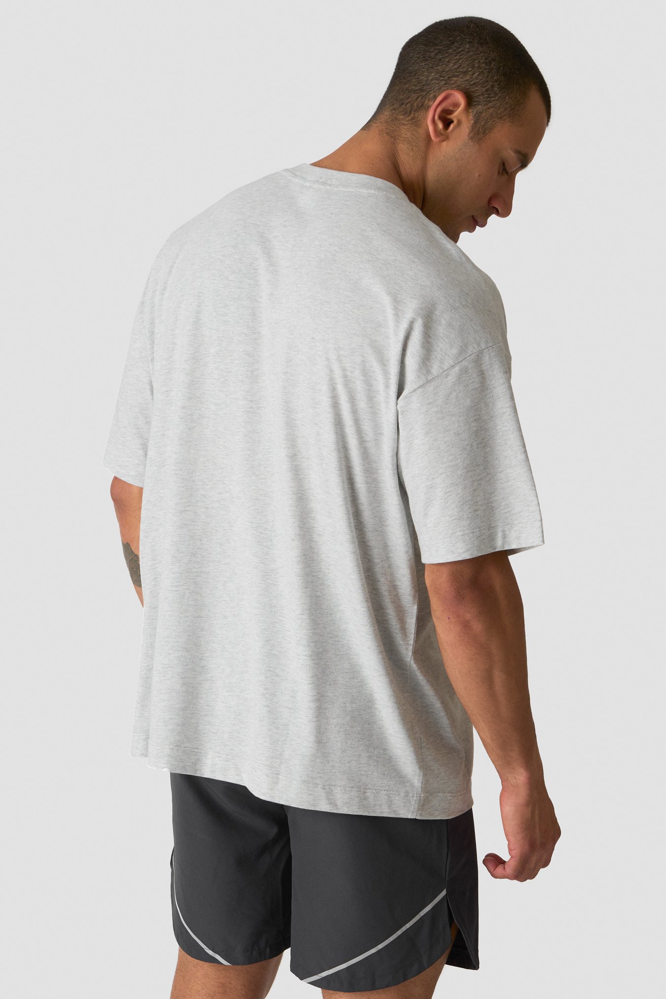 Everyday Oversized Cotton T-shirt Light Grey Melange - Bild 1