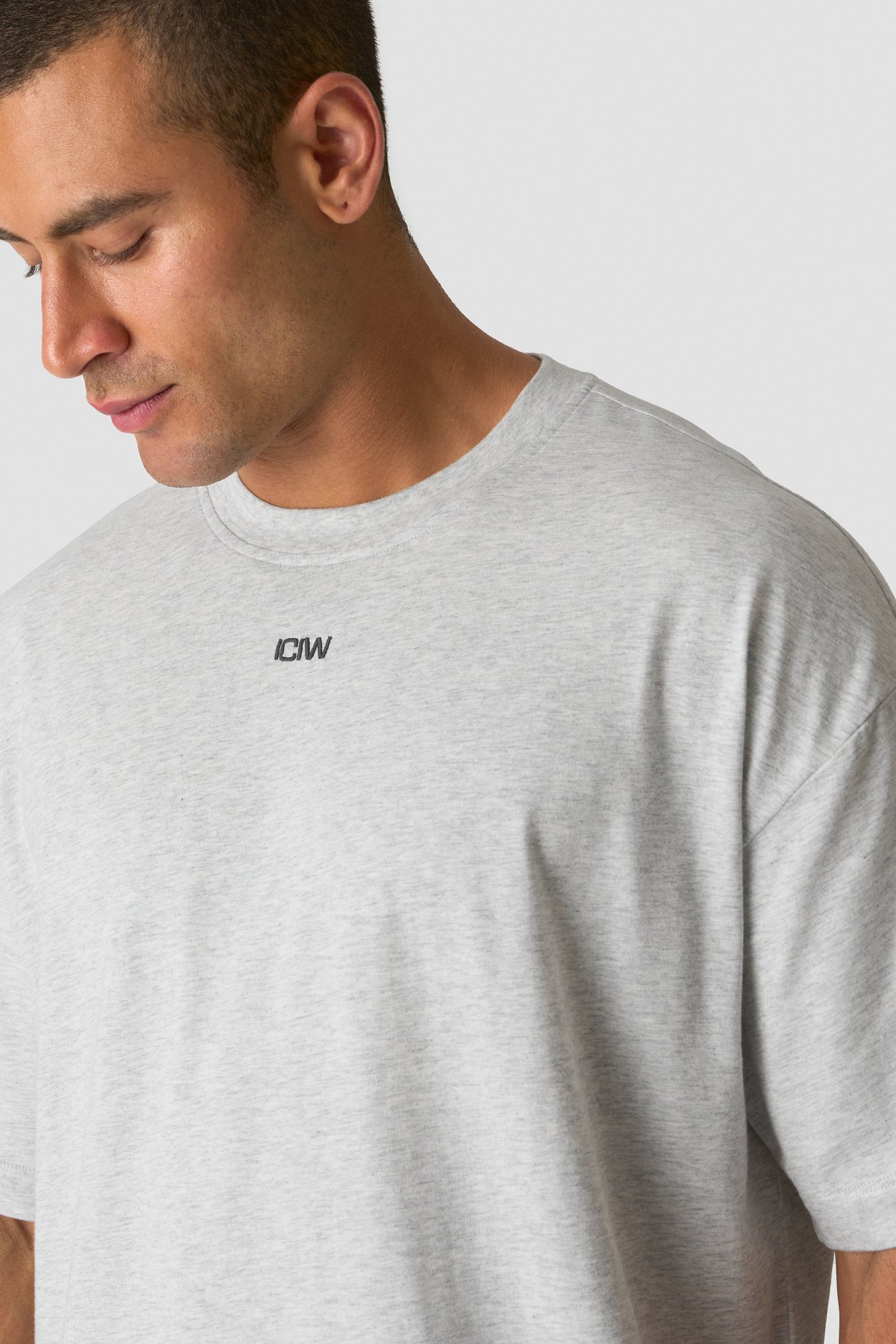 Everyday Oversized Cotton T-shirt Light Grey Melange - Bild 2
