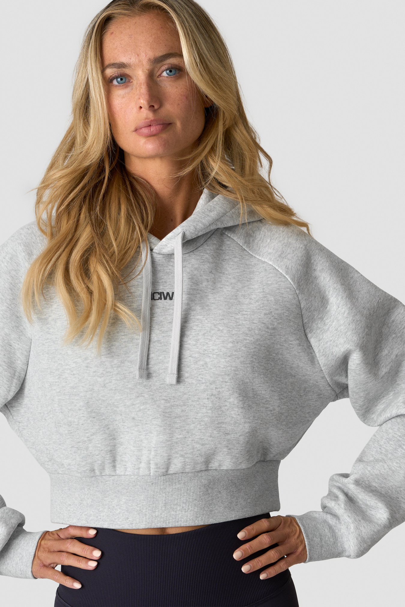 Everyday Cropped Hoodie Light Grey Melange - Bild 2