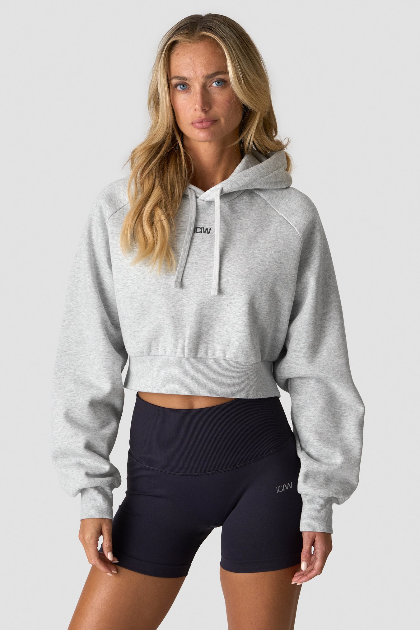 Everyday Cropped Hoodie Light Grey Melange - Bild 0