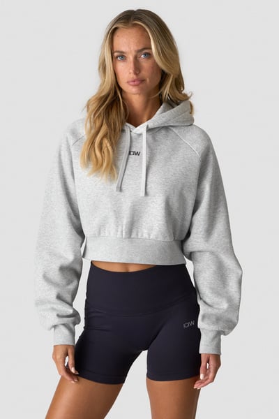 
                    Everyday Cropped Hoodie Light Grey Melange
                    
                  