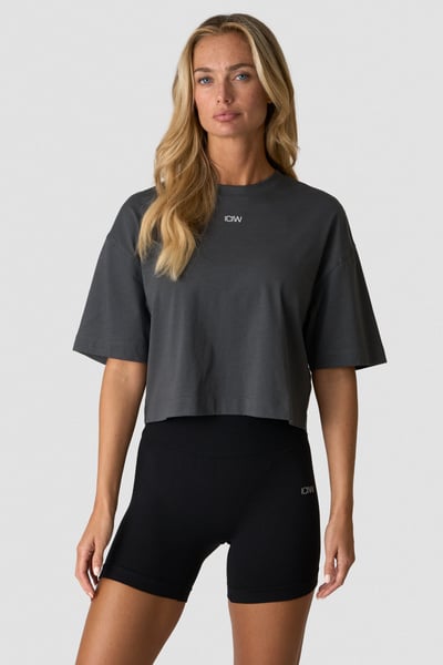 
                    Everyday Cropped Cotton Tee Charcoal Grey
                    
                  