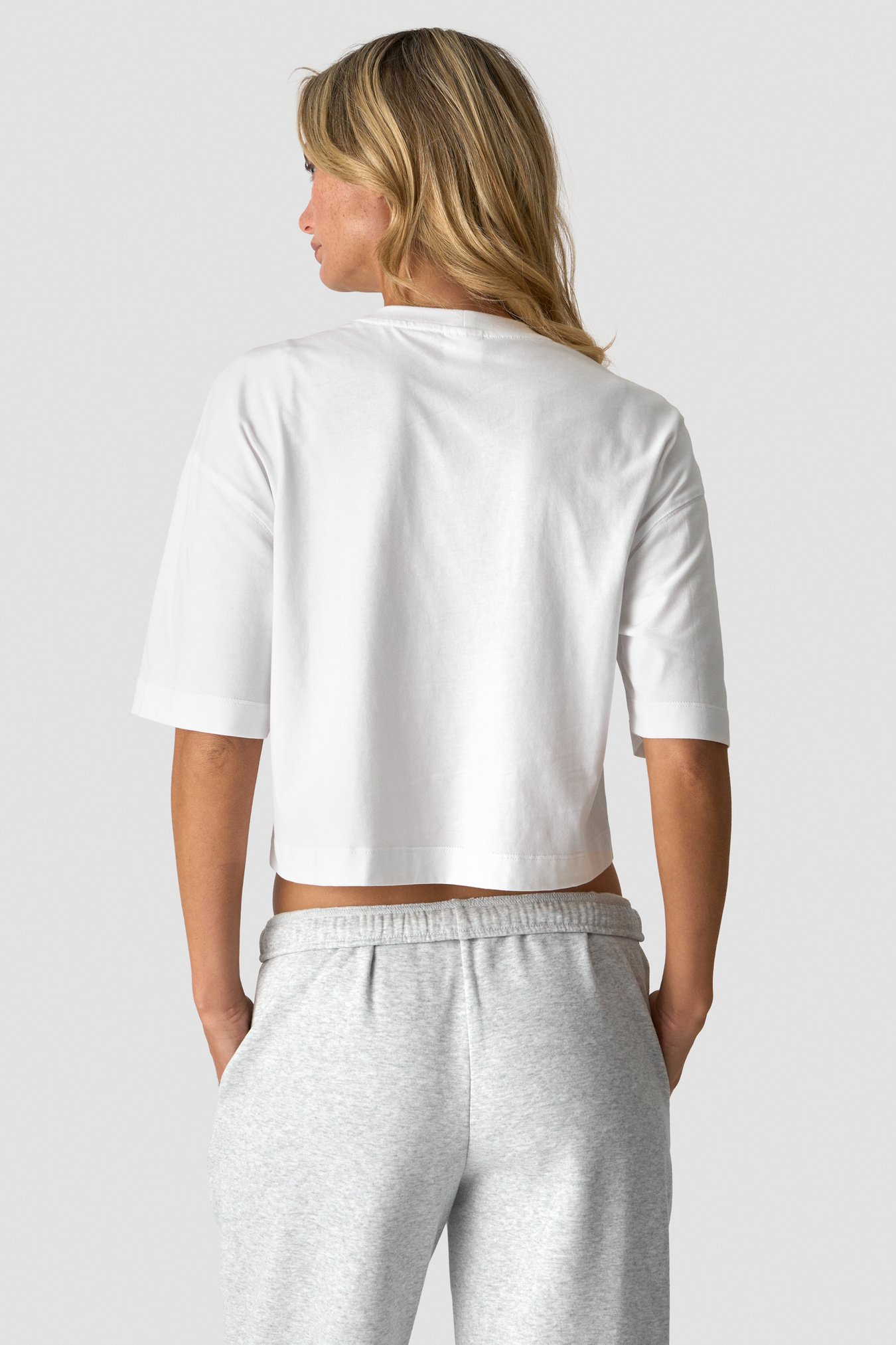 Everyday Cropped Cotton Tee White Snow - immagine $