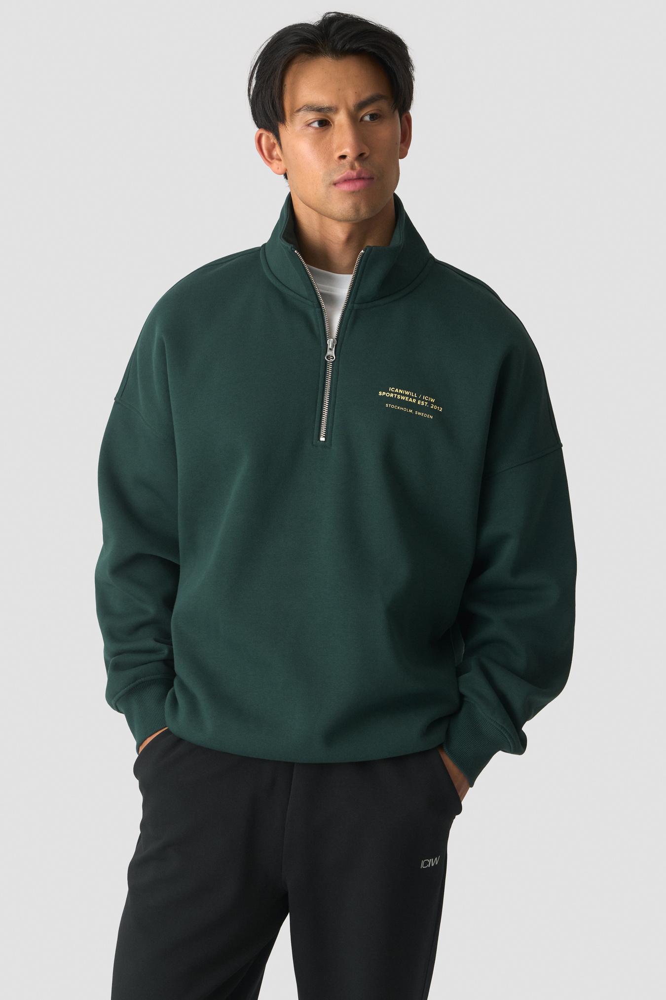 Everyday 1/4 Zip Sweatshirt Print Wet Green - afbeelding 1