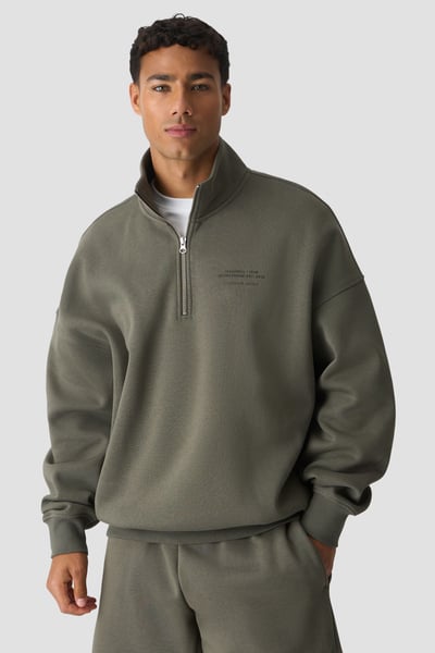 Everyday 1/4 Zip Sweatshirt Print Warm green - Green