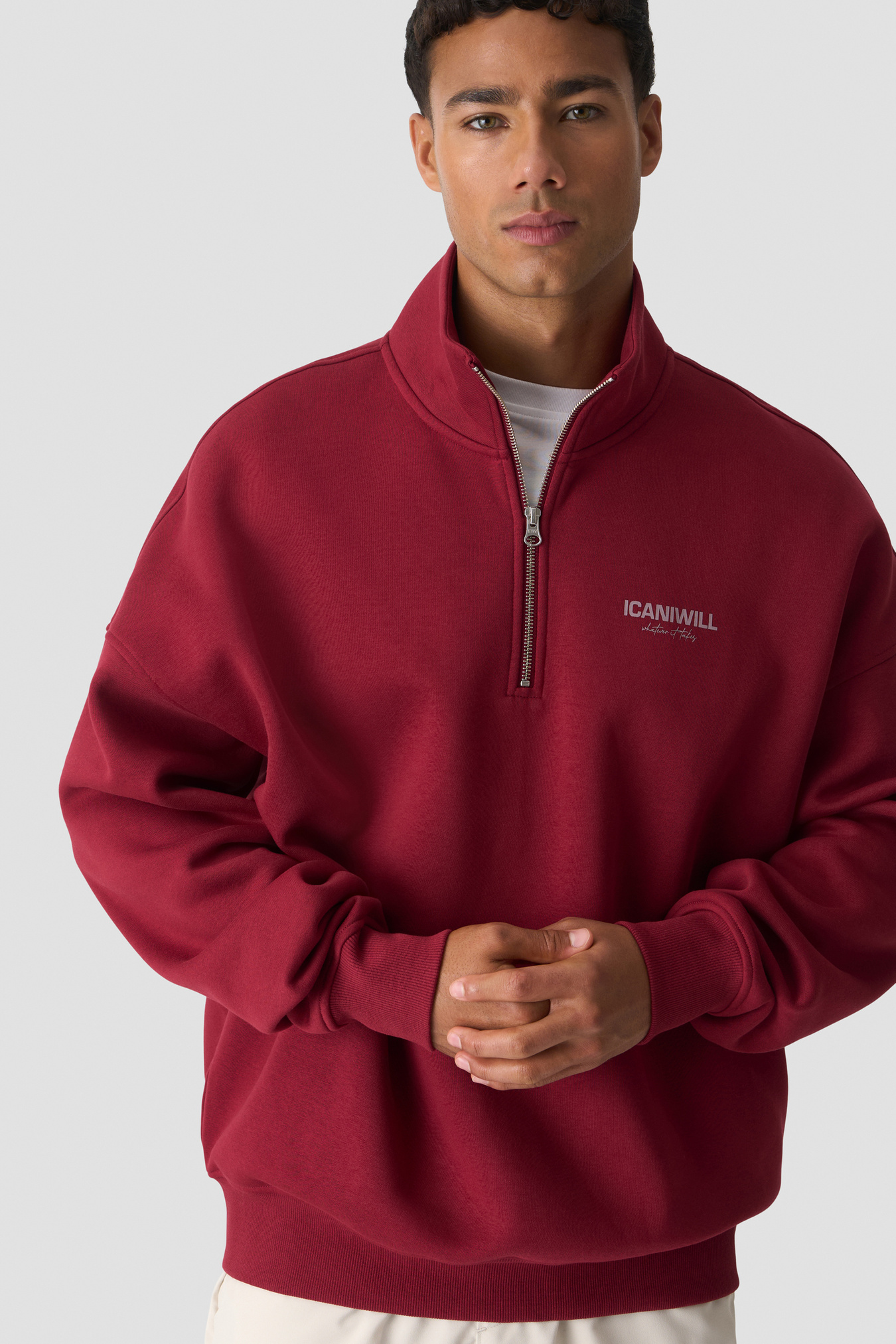Everyday 1/4 Zip Sweatshirt Print Dark Berry - image 3