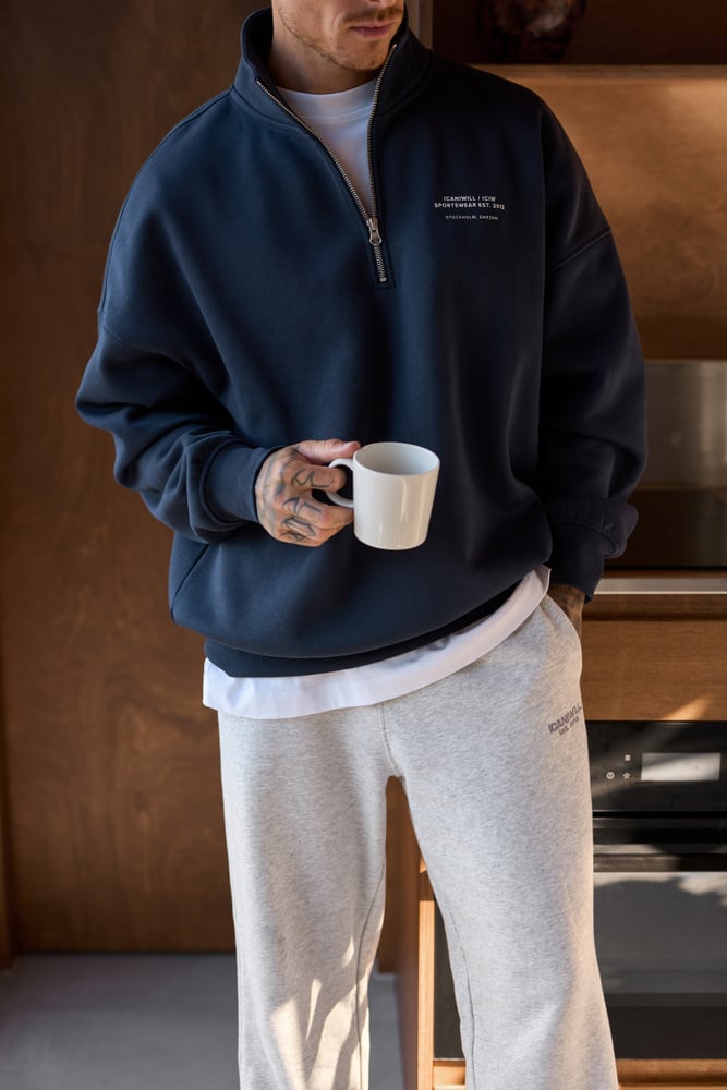 Everyday 1/4 Zip Sweatshirt Print Midnight Blue
