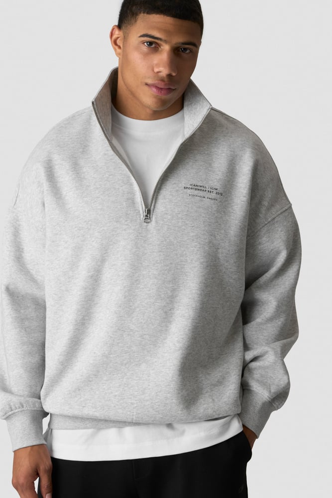 Everyday 1/4 Zip Sweatshirt Print Light Grey Melange