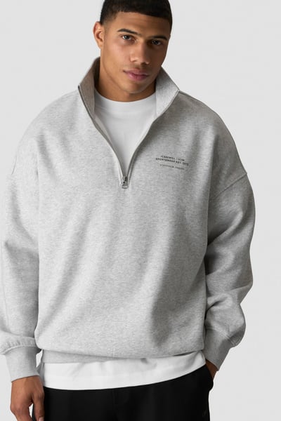 Everyday 1/4 Zip Sweatshirt Print Light Grey Melange - undefined
