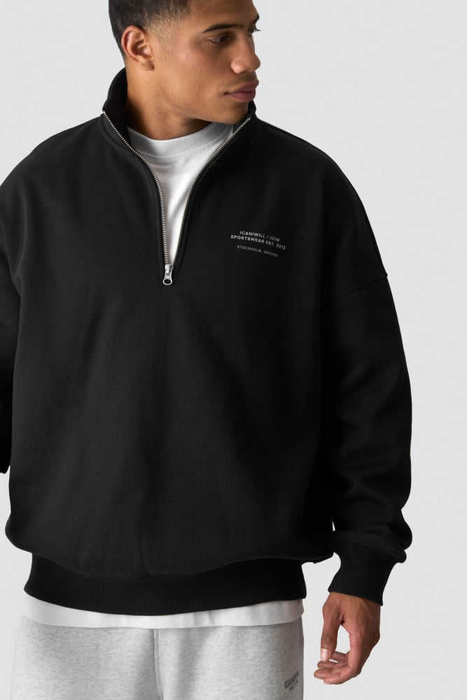Everyday 1/4 Zip Sweatshirt Print Black