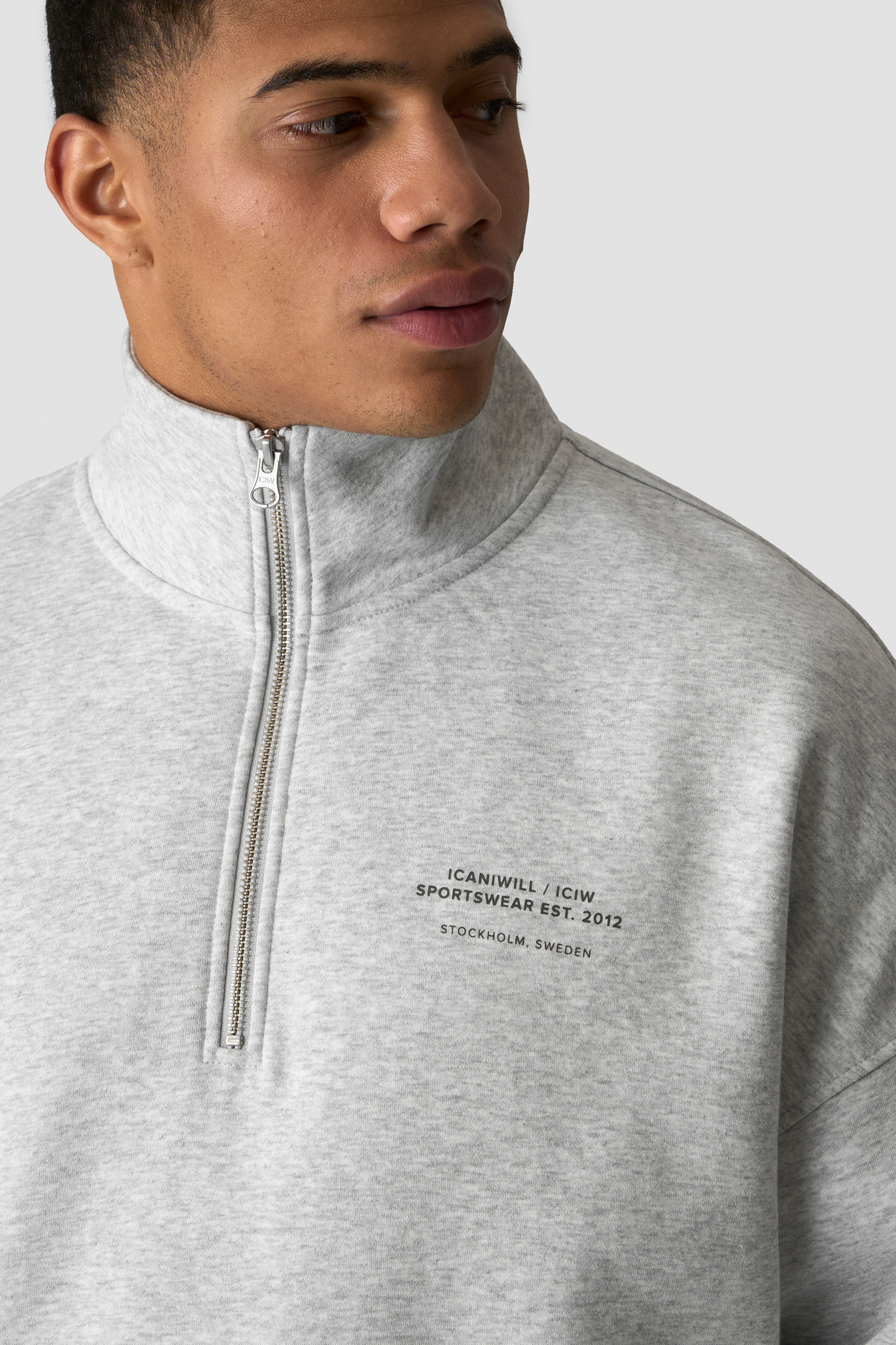 Everyday 1/4 Zip Sweatshirt Print Light Grey Melange - image 4