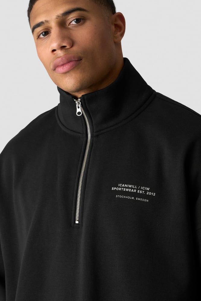 Everyday 1/4 Zip Sweatshirt Print Black