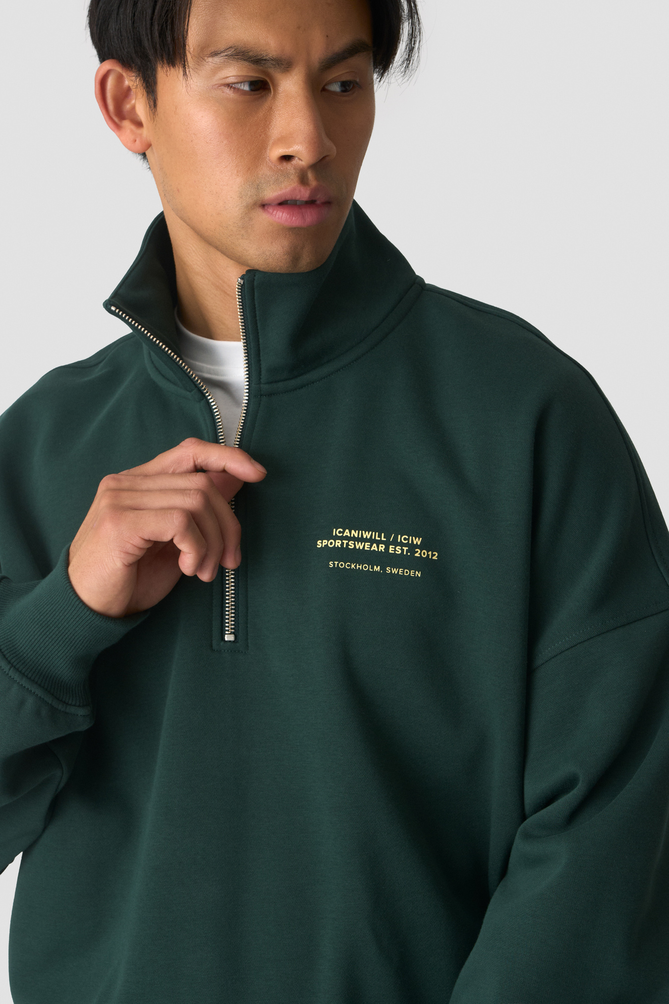 Everyday 1/4 Zip Sweatshirt Print Wet Green - afbeelding 2