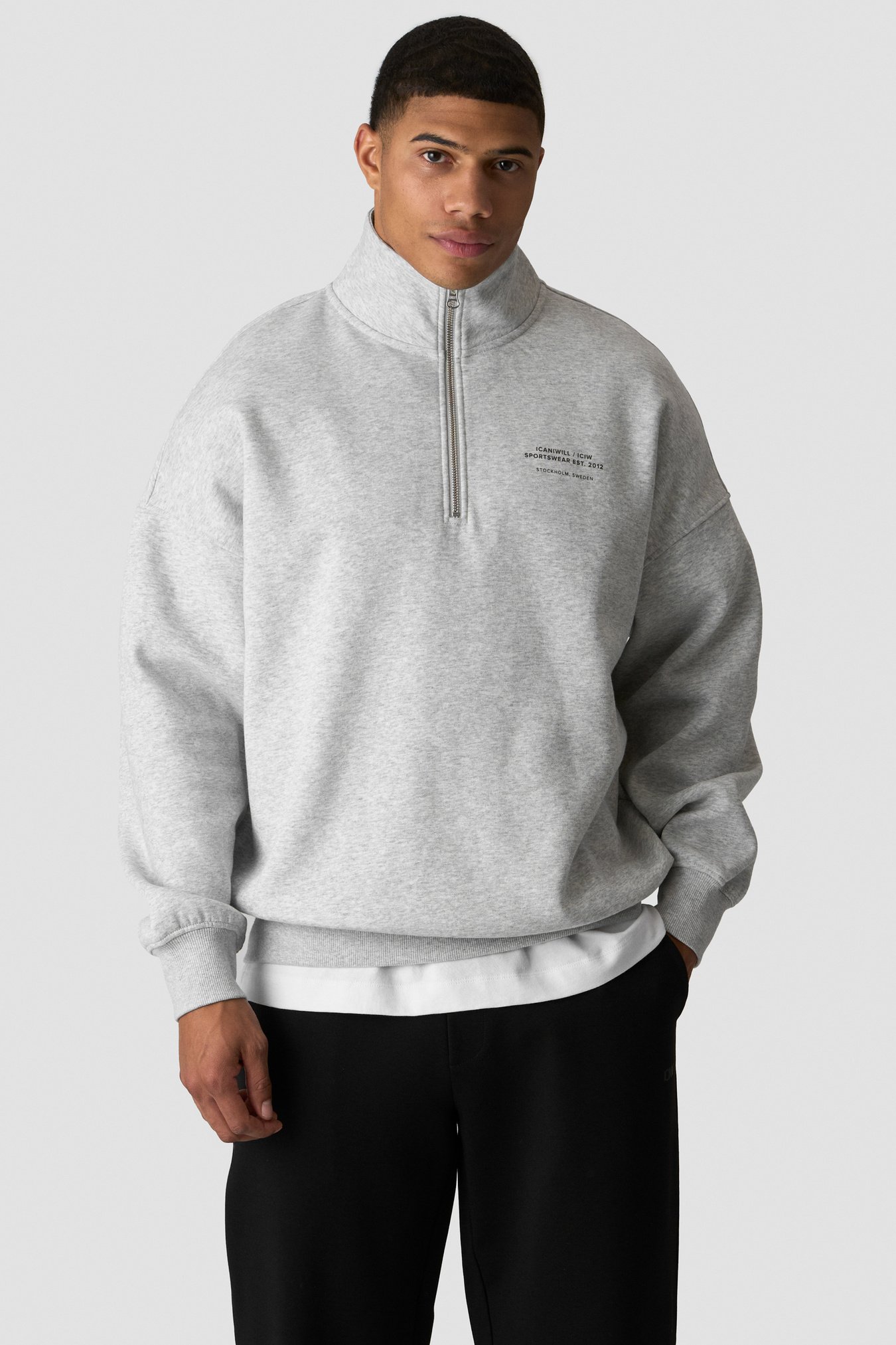 Everyday 1/4 Zip Sweatshirt Print Light Grey Melange - image 2