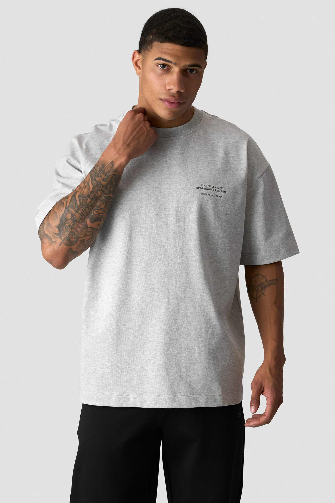 Heavy Cotton T-Shirt Print Light Grey Melange - image 2
