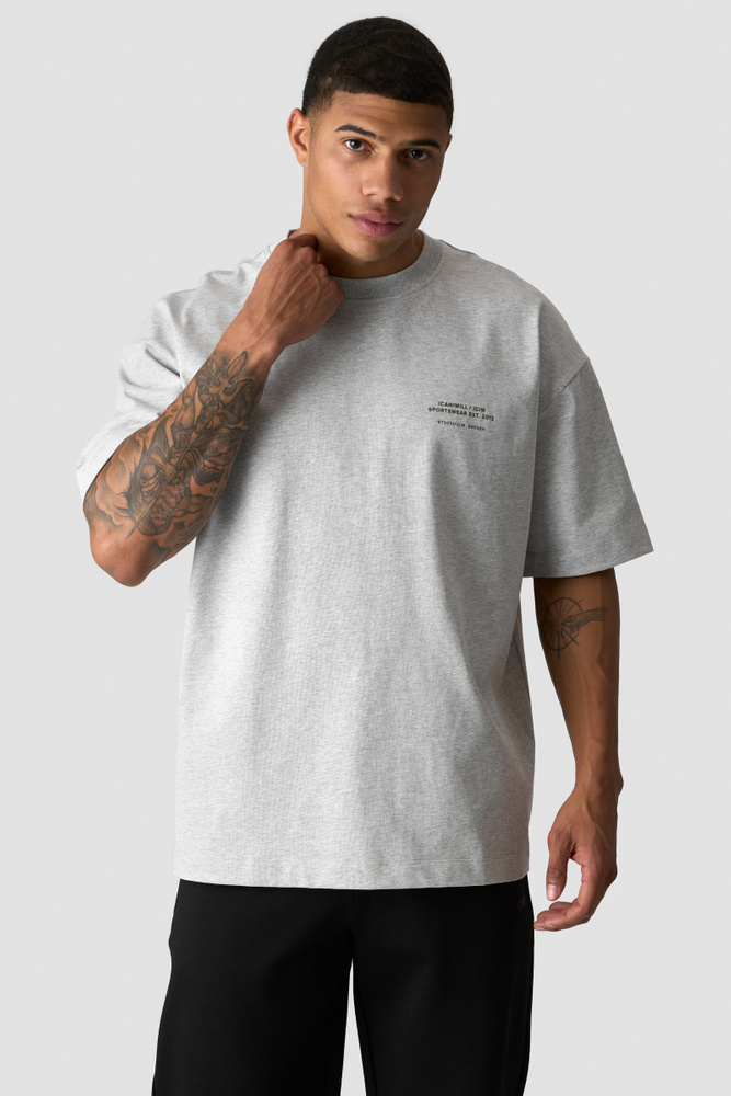 Heavy Cotton T-Shirt Print Light Grey Melange