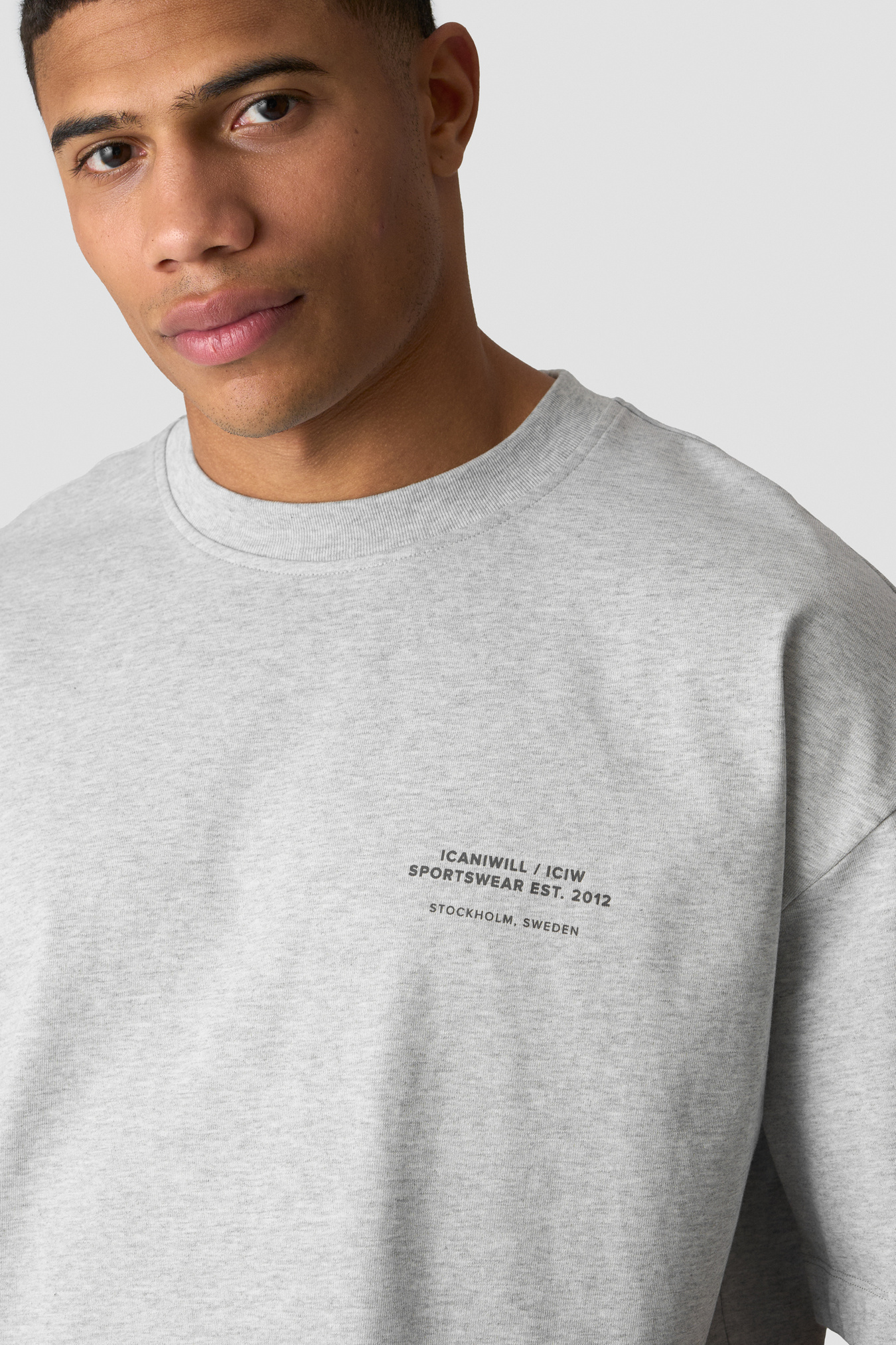 Heavy Cotton T-Shirt Print Light Grey Melange - image 4