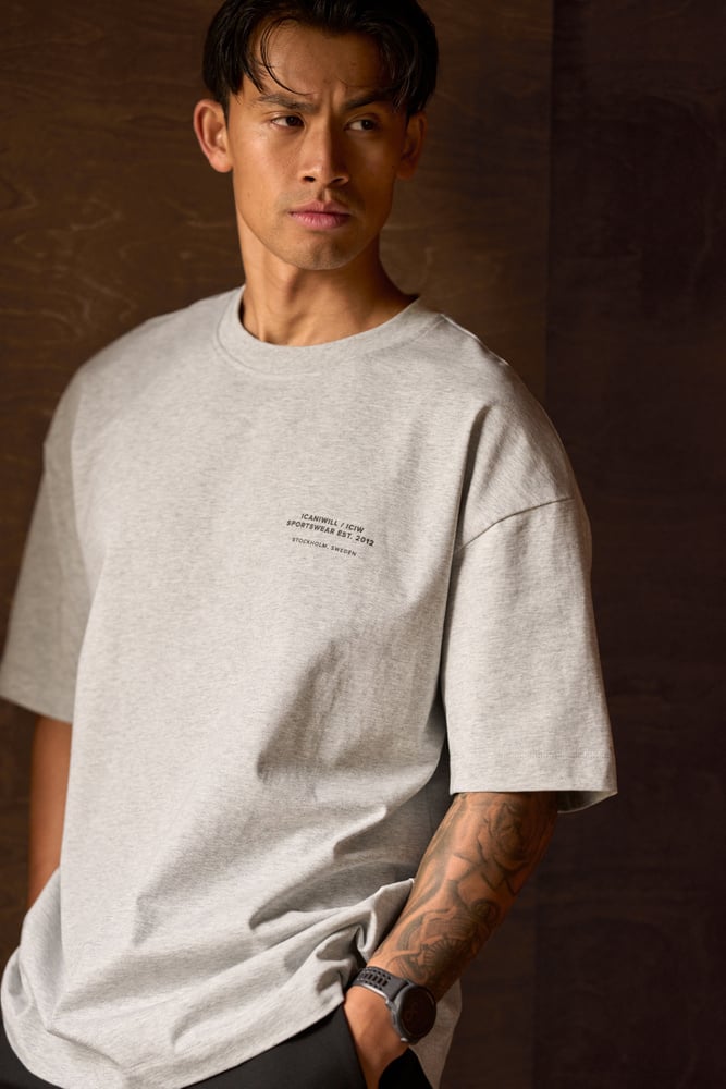 Heavy Cotton T-Shirt Print Light Grey Melange