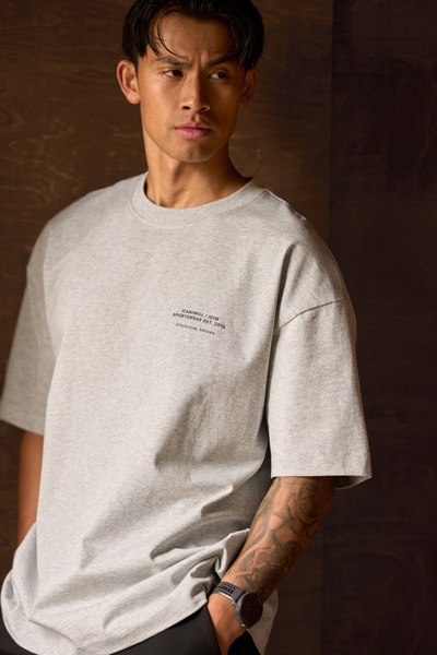 Heavy Cotton T-Shirt Print Light Grey Melange - undefined