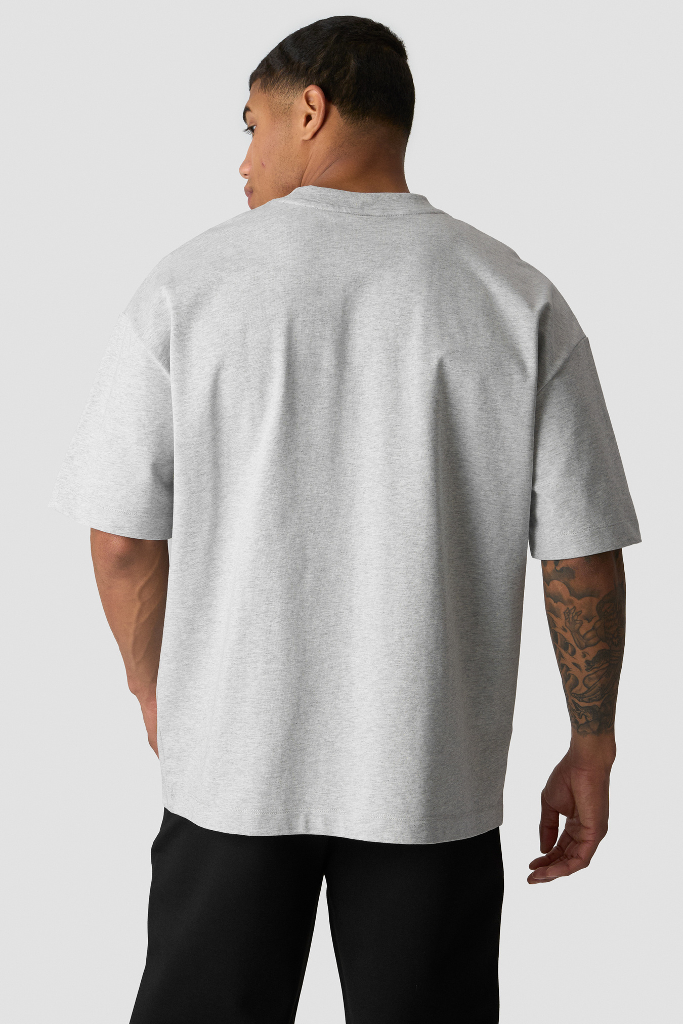 Heavy Cotton T-Shirt Print Light Grey Melange - image 3
