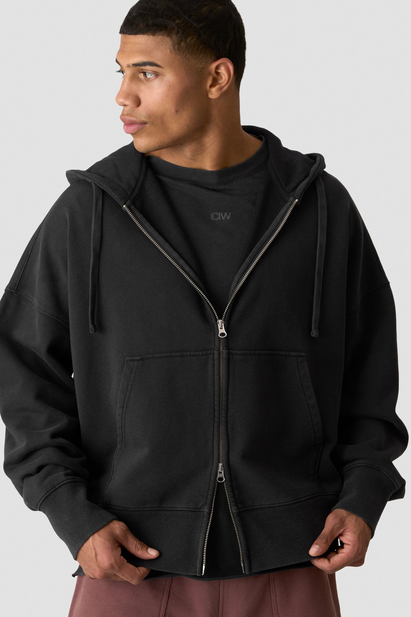 Stonewashed Zipped Hoodie  Black - bild 0